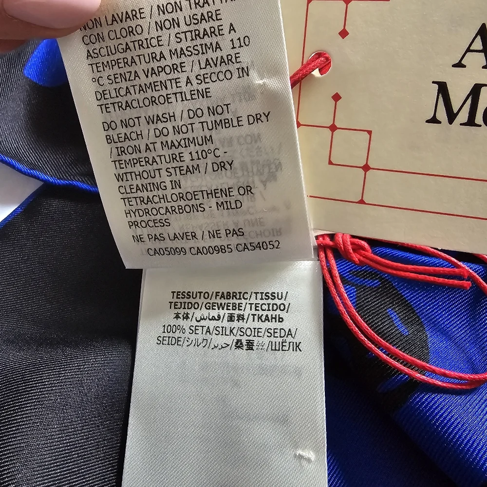 Alexander McQueen Biker Crashed Skull Silk Scarf Bright Blue Black - Picture 5 of 7